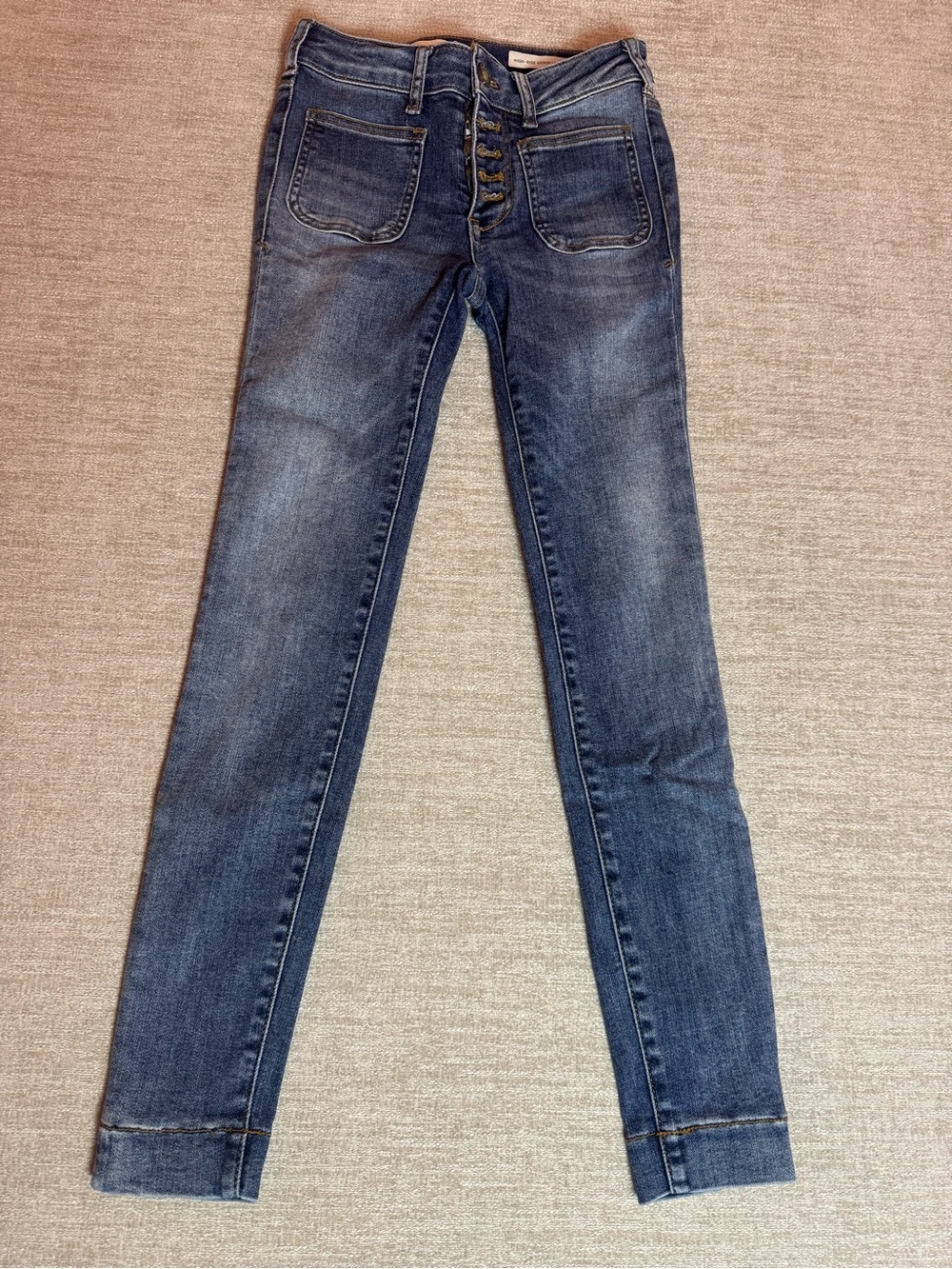 Anthropologie Pilcro Dark Blue Skinny Button-Fly High Rise Jeggings